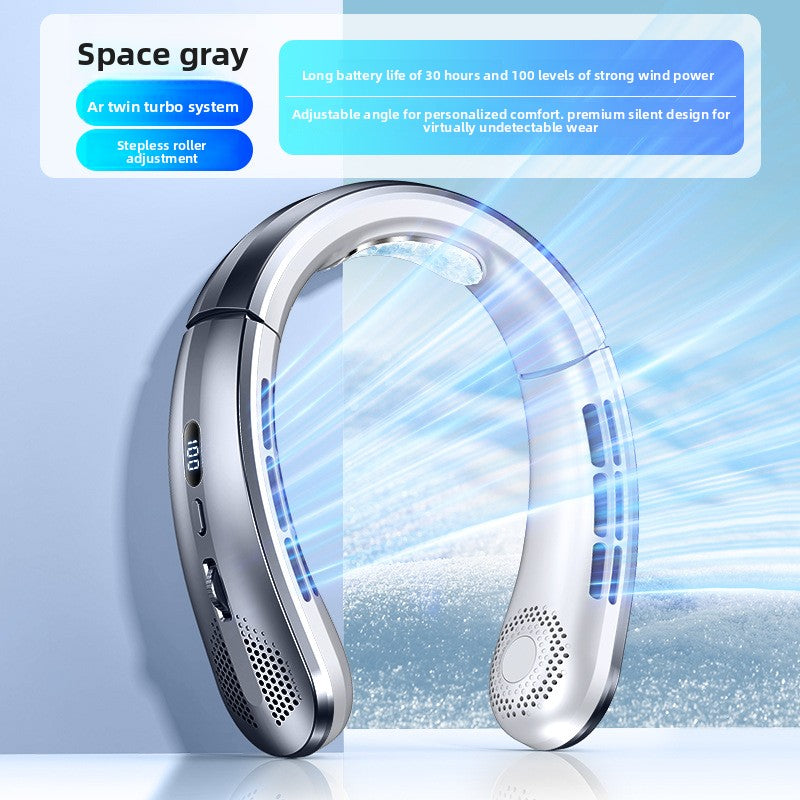 Rechargeable Bladeless Neck Fan with Digital Display