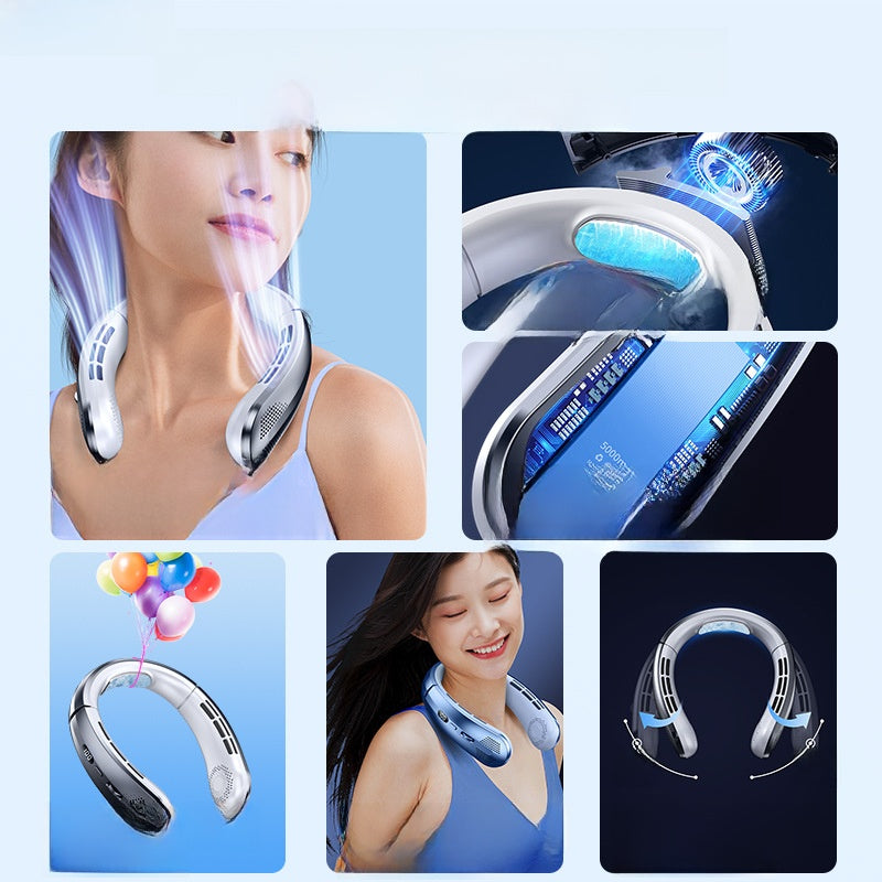 Rechargeable Bladeless Neck Fan with Digital Display