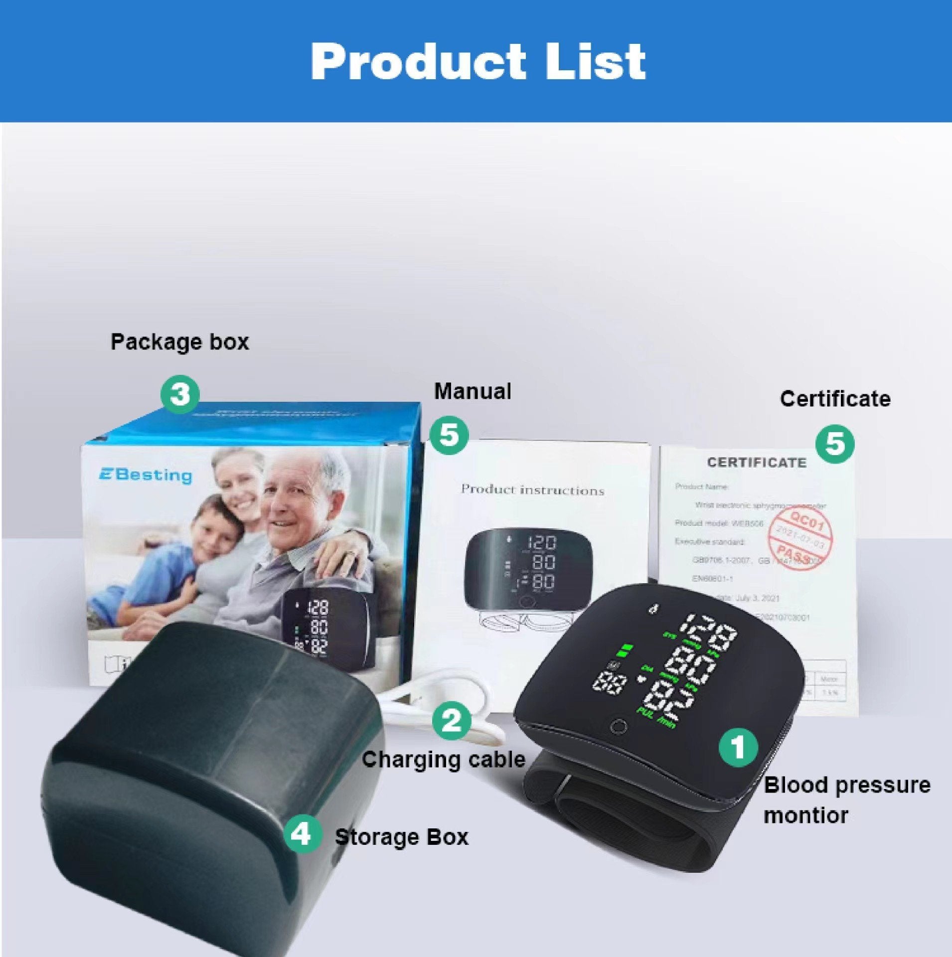 Blood pressure monitor fully automatic electric intelligent blood pressure measuring instrument