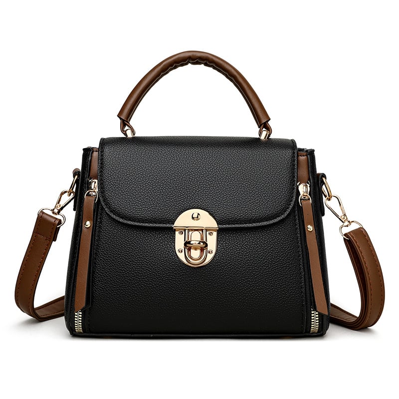 A large-capacity hand-held crossbody bag with a lock