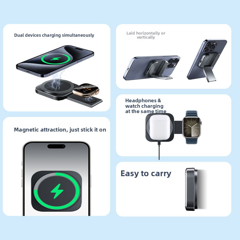 Foldable Magnetic Three-in-One Wireless Charger