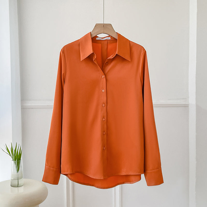 Elegant Orange Satin Shirt