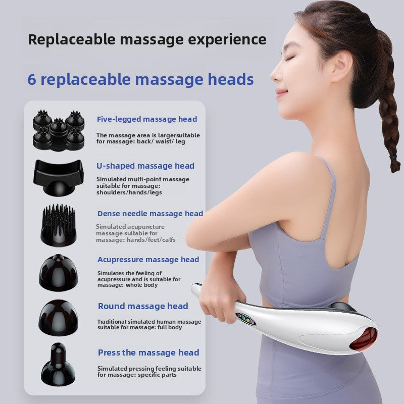 Handheld Dolphin Electric Massager with 3 Interchangeable Heads