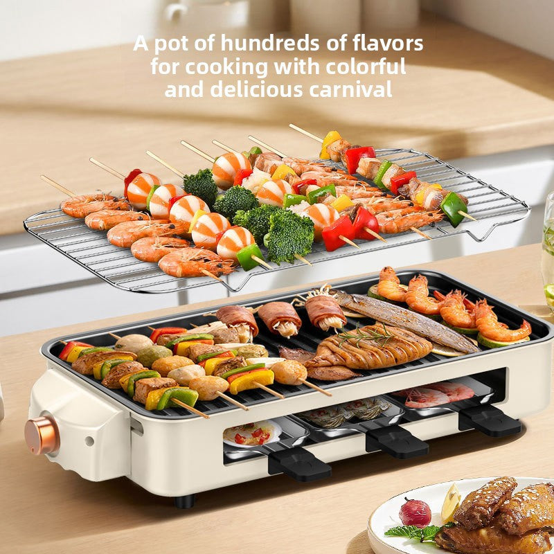 Multi-Functional Split Electric Grill Pan Smokeless Barbecue Oven