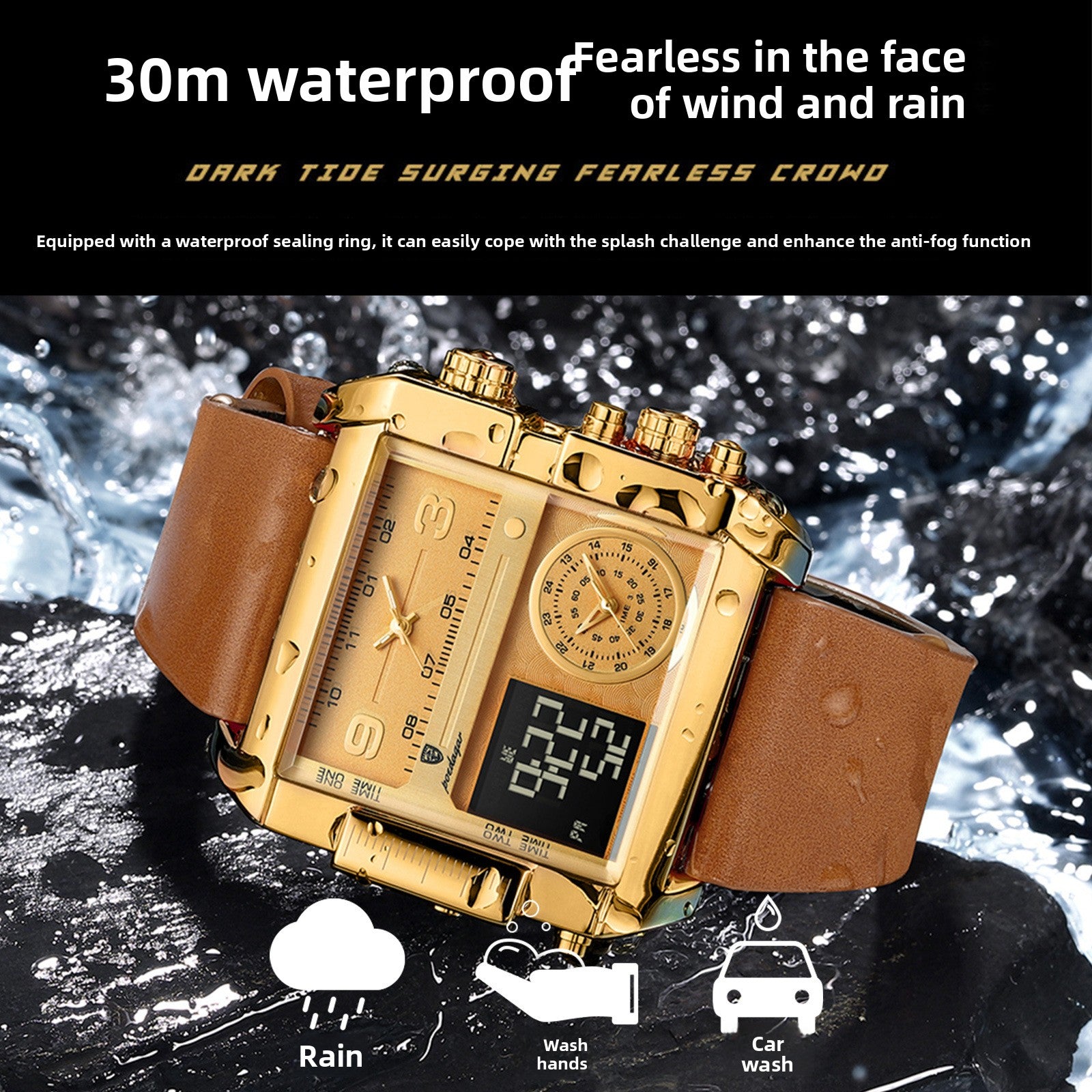 Dual Display Waterproof Electronic Watch