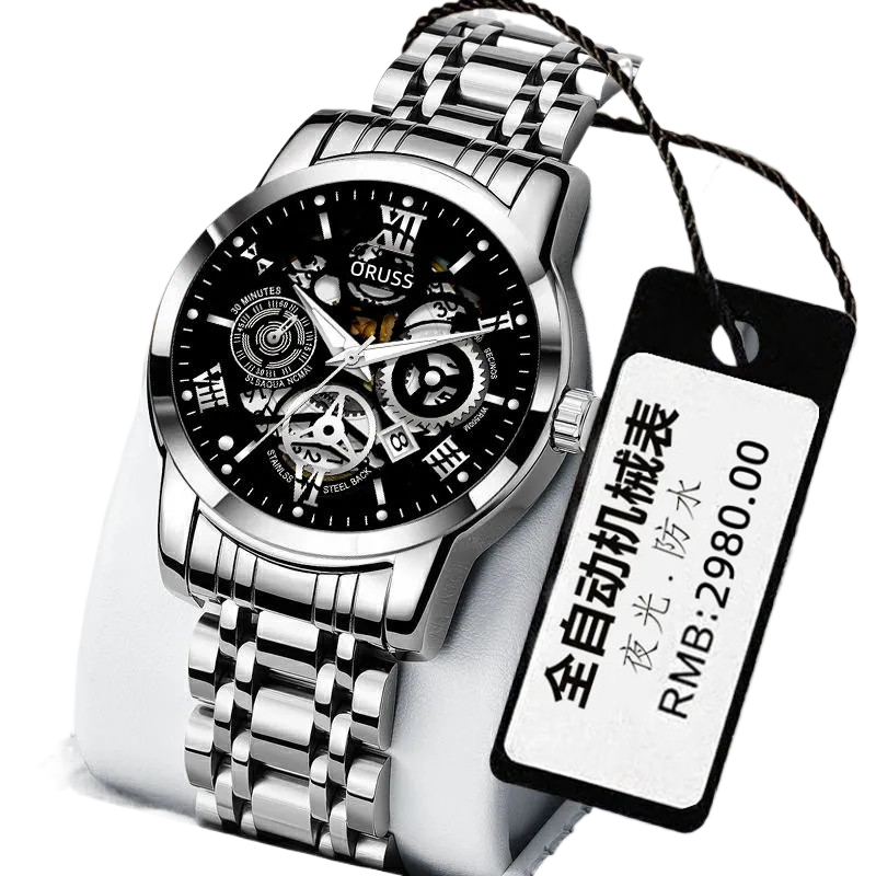 Automatic Quartz Men's Watch Waterproof Luminous Stylish Alloy Strap