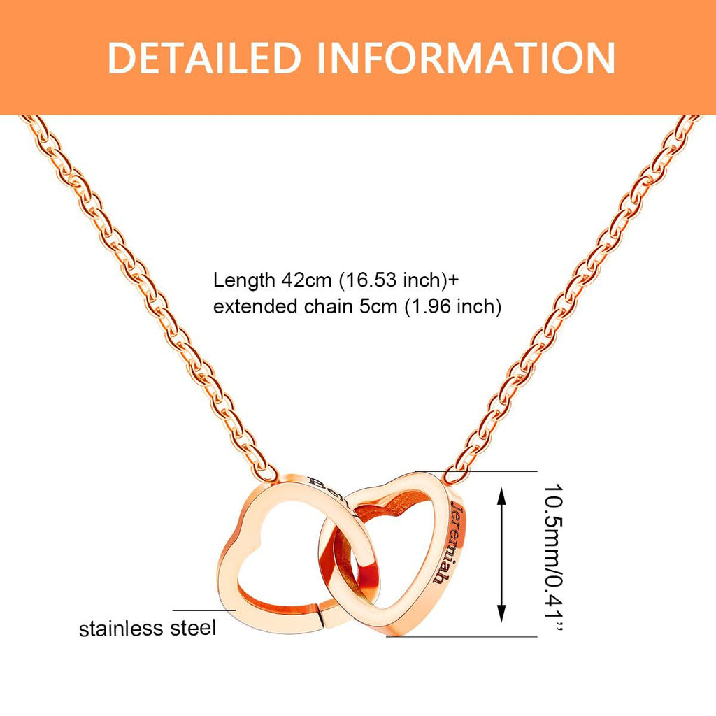 Double Heart Engraved Flip Rotating Necklace with Gift Box
