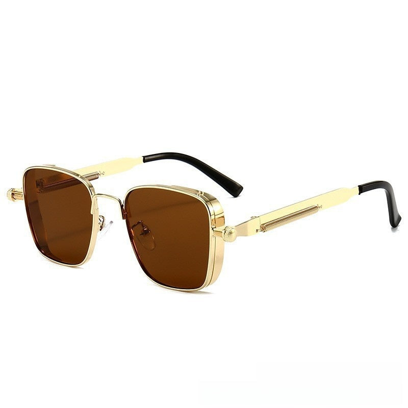 Retro Steampunk Metal Sunglasses Square Frame UV Protection