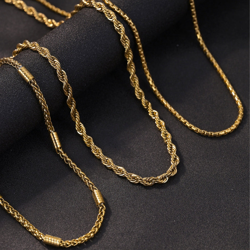Fashionable stainless steel thick necklace and twisted long necklace