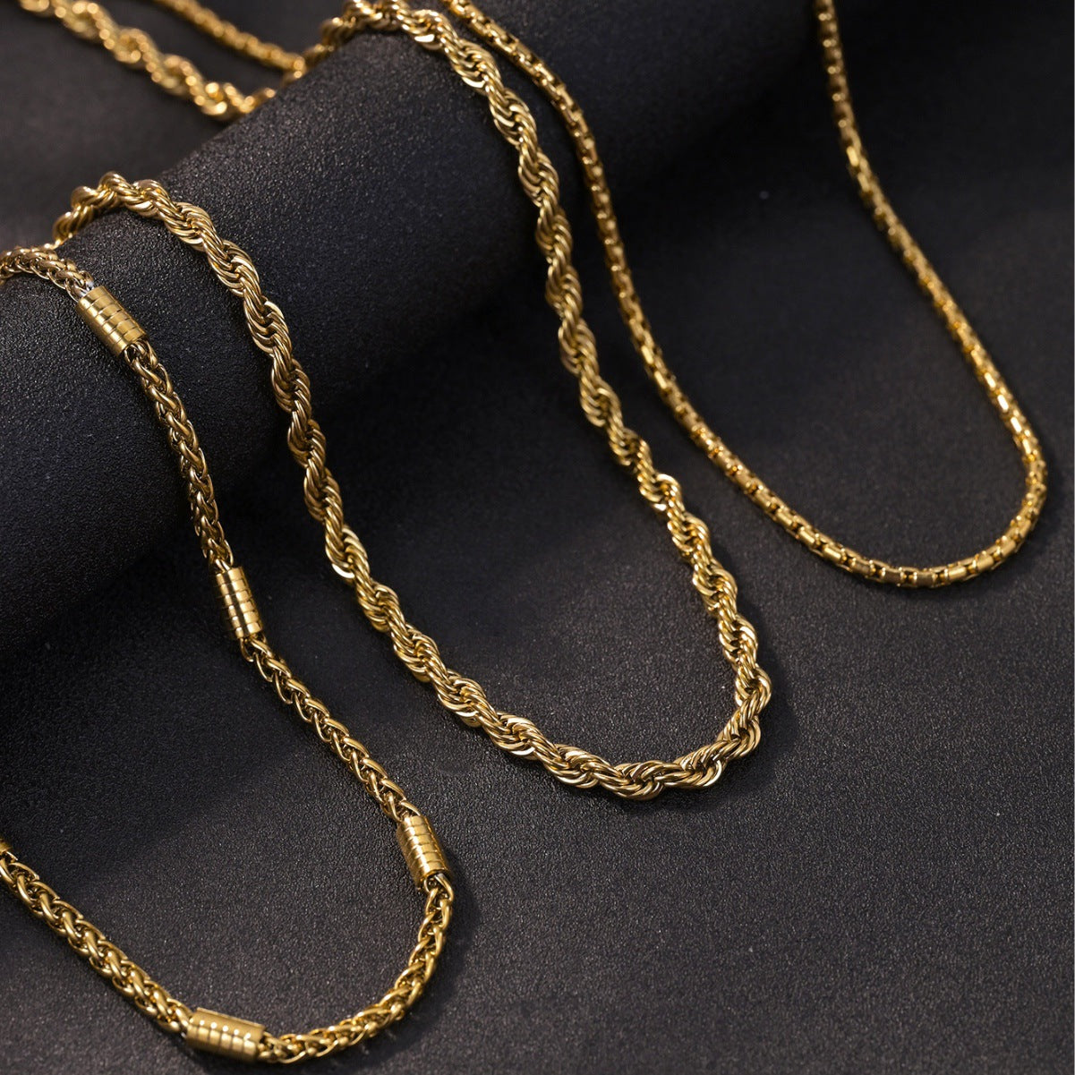 Fashionable stainless steel thick necklace and twisted long necklace
