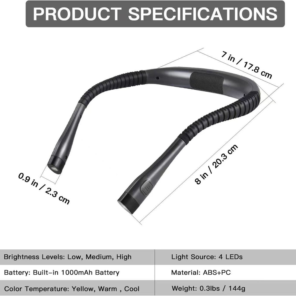 Adjustable USB Neck Reading Light with Eye Protection LED