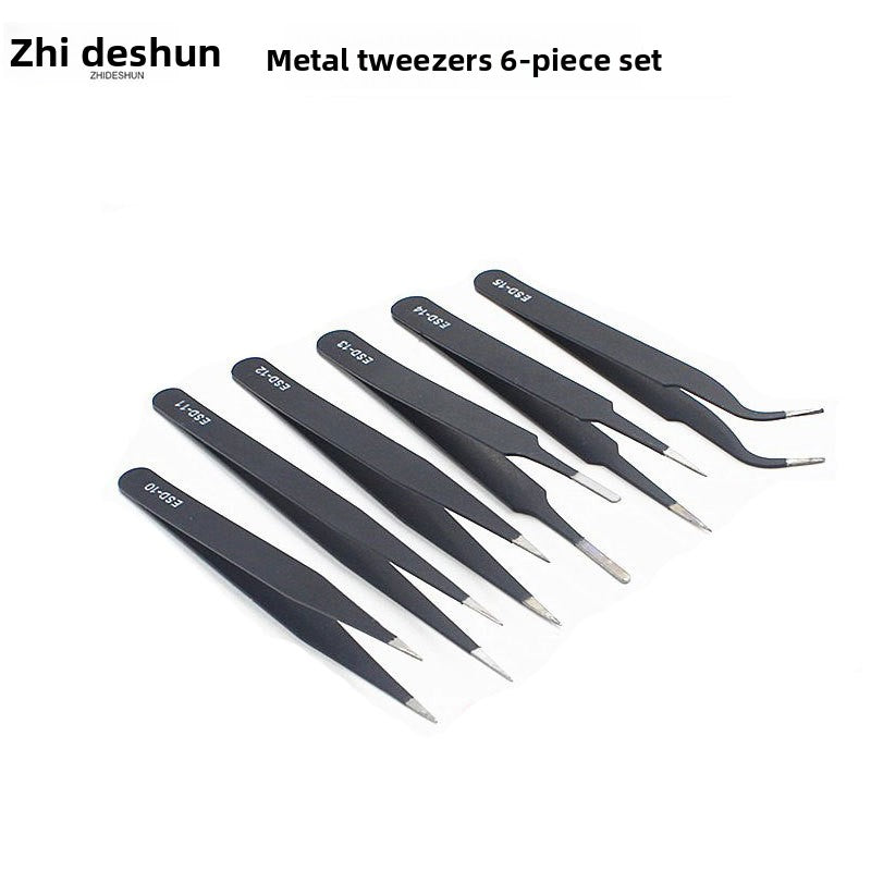 6-Piece Metal Tweezers Set