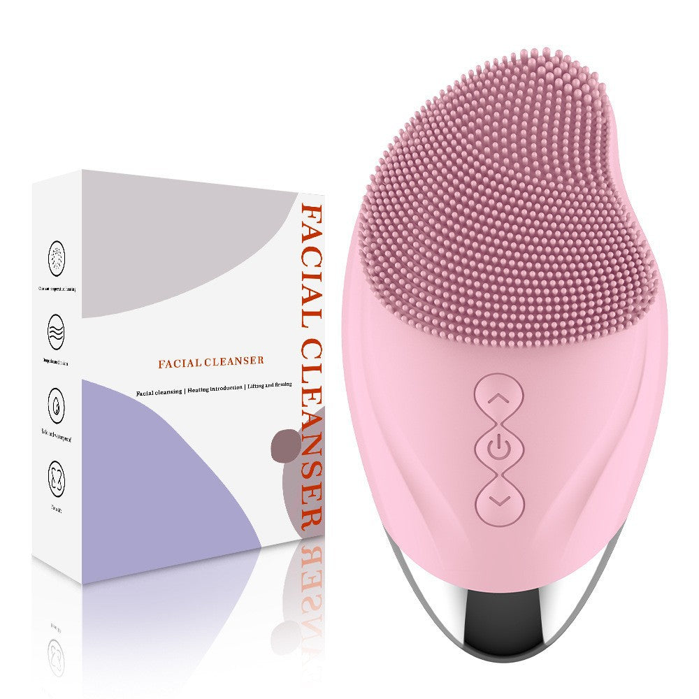 USB Rechargeable Ultrasonic Facial Cleanser with Silicone Brush