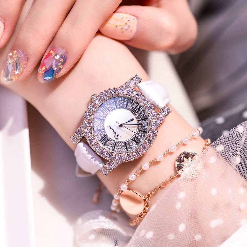 Diamond Starry Sky Women's Leather Strap Watch