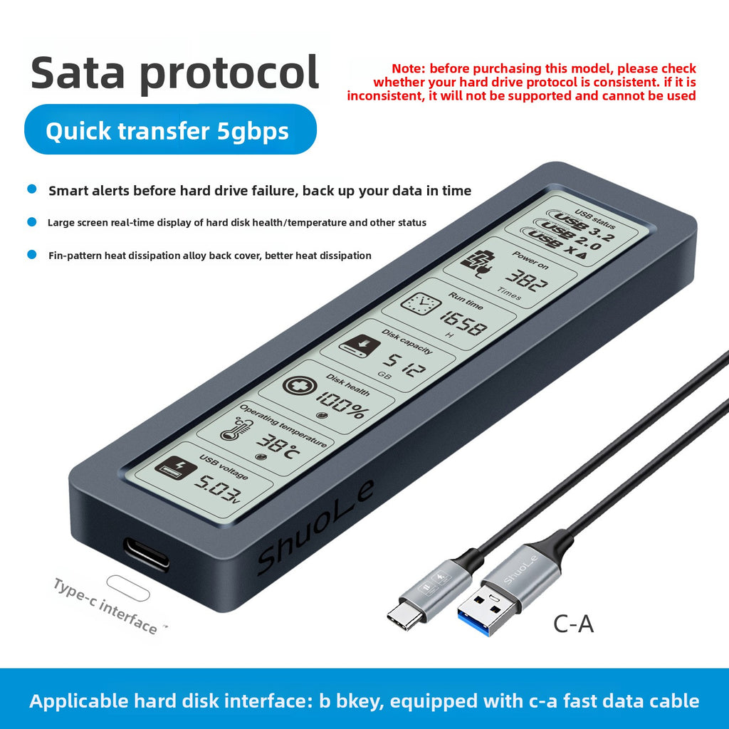 M.2 Smart Screen Display SSD Enclosure USB