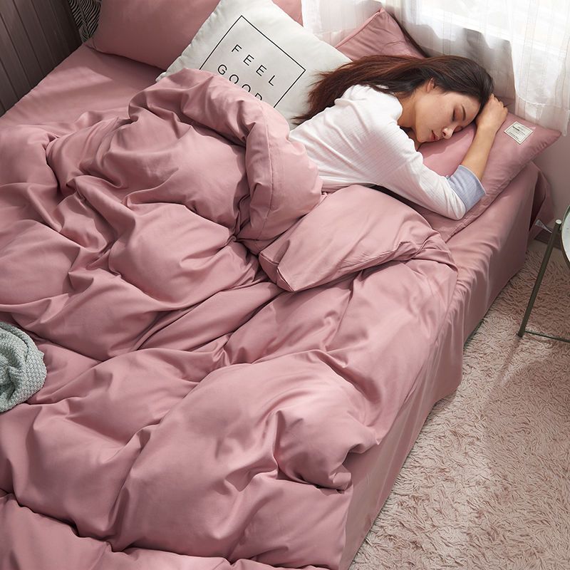 Four-piece Set Nordic Style Wash Cotton Quilt Cover Net-red Bed Sheet Student Dormitory Bedding