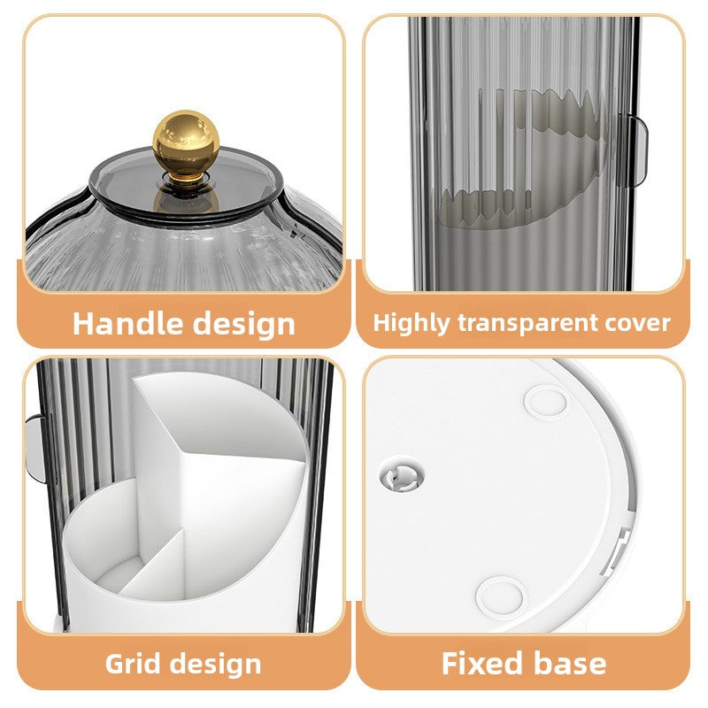 Rotating Makeup Brush Storage Box with Dustproof Compartment