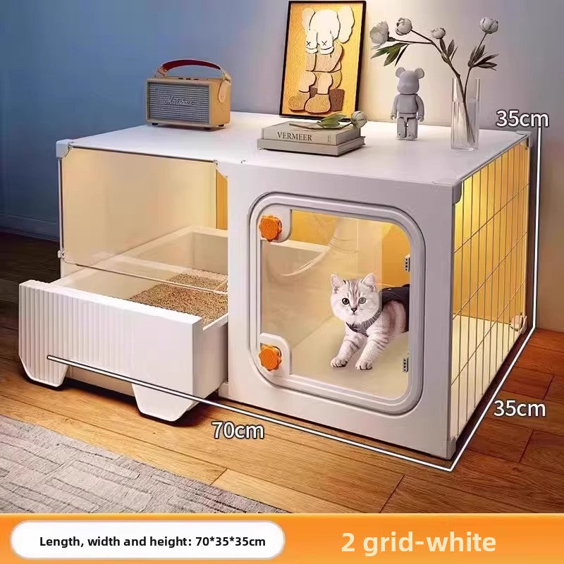 Indoor Villa-Style Cat House with Litter Box