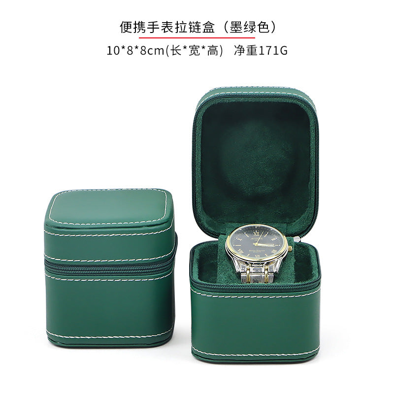 Advanced sense PU car line watch box business pocket watch watch portable zipper fashion jewelry box storage cross-border