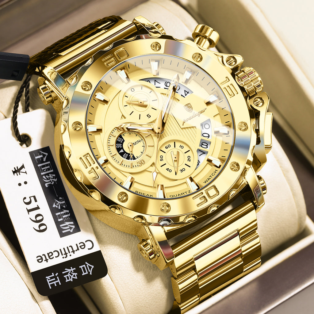 Swiss Men's Quartz Watch with Luminous Display and Waterproof Design