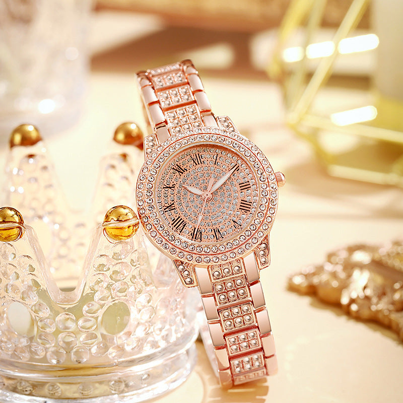 Luxury Rose Gold Diamond Ladies Quartz Watch