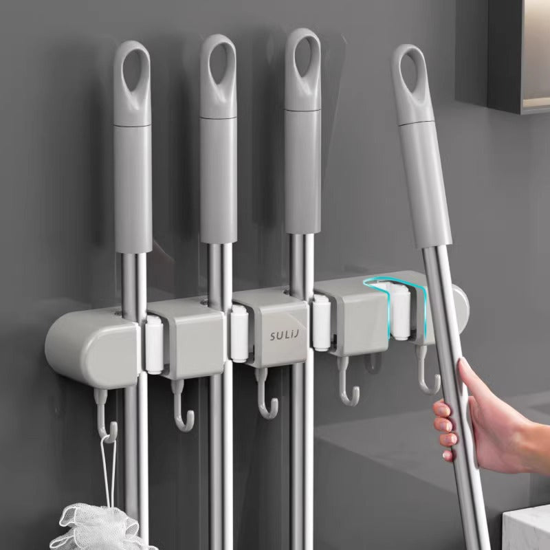 Mop rack, non-perforated hook, storage and hanging rack