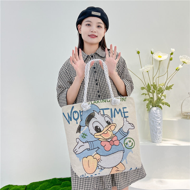 Canvas shoulder bag, simple tote bag for tutoring/study