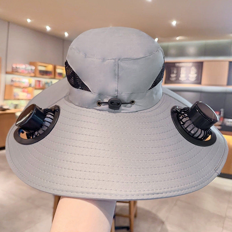 Summer fisherman hat - dual function of solar power and USB charging