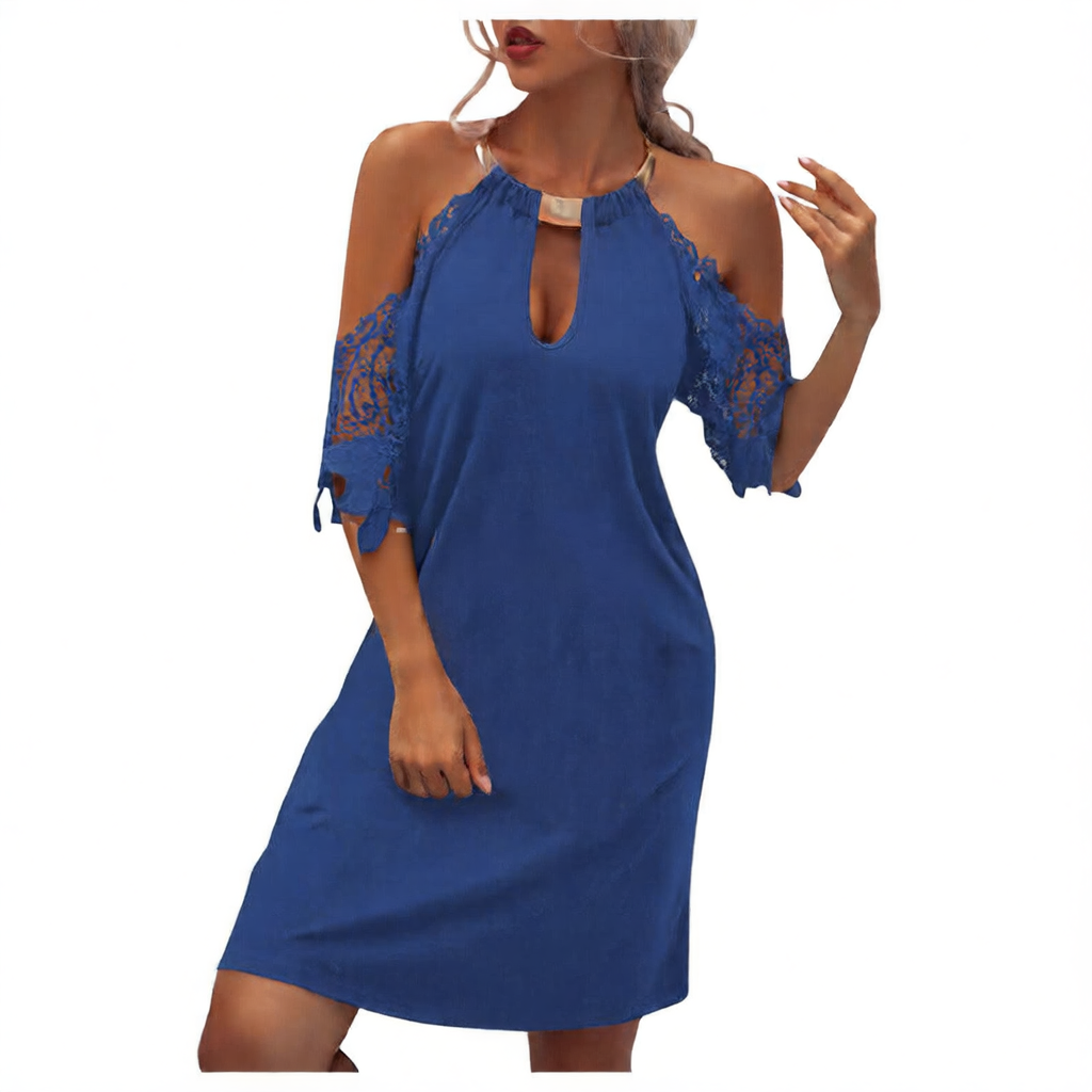 Patterned hollowed-out metal necklace-style dress