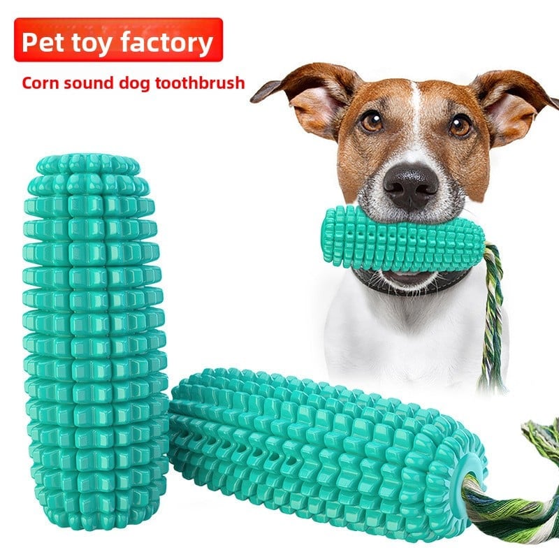 Dog Chew Toy ? Corn-Shaped Squeaky Molar Toothbrush Stick