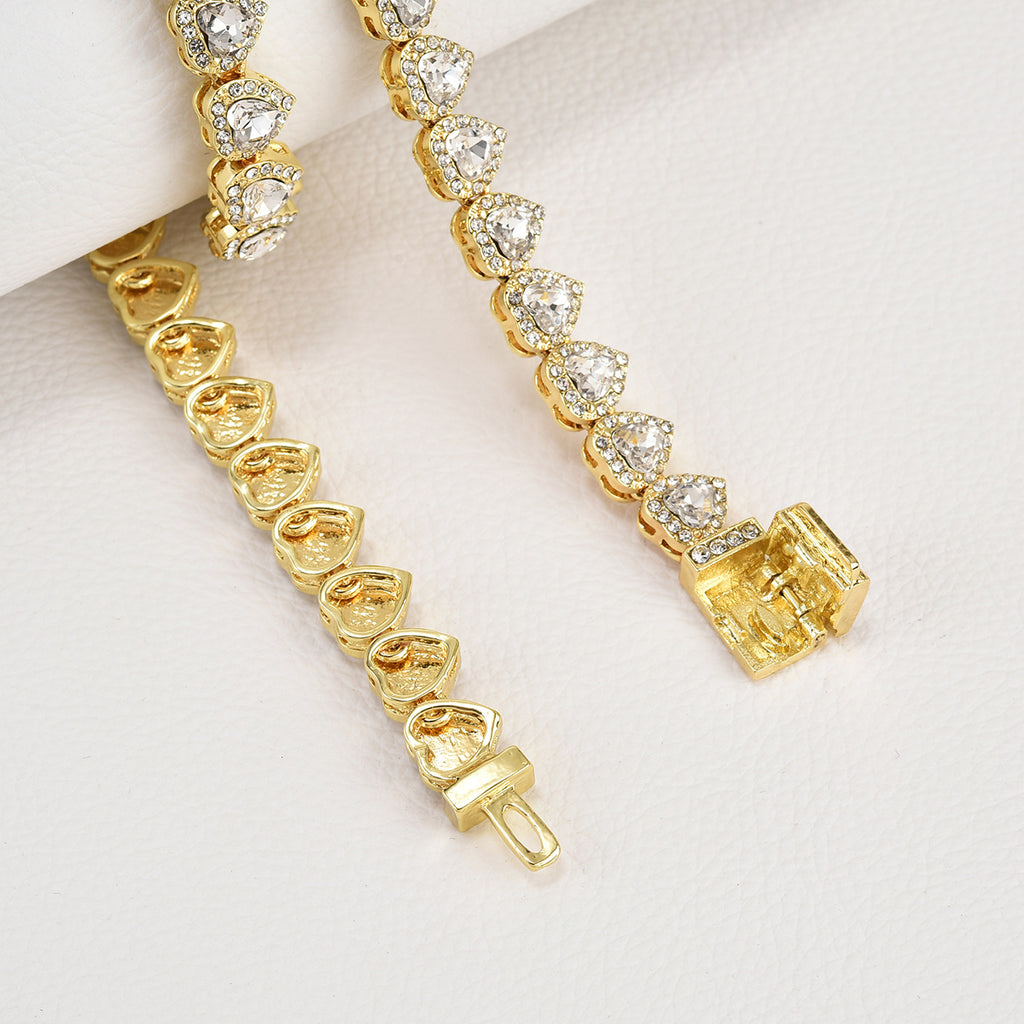 Hip-hop heart-shaped rock candy necklace