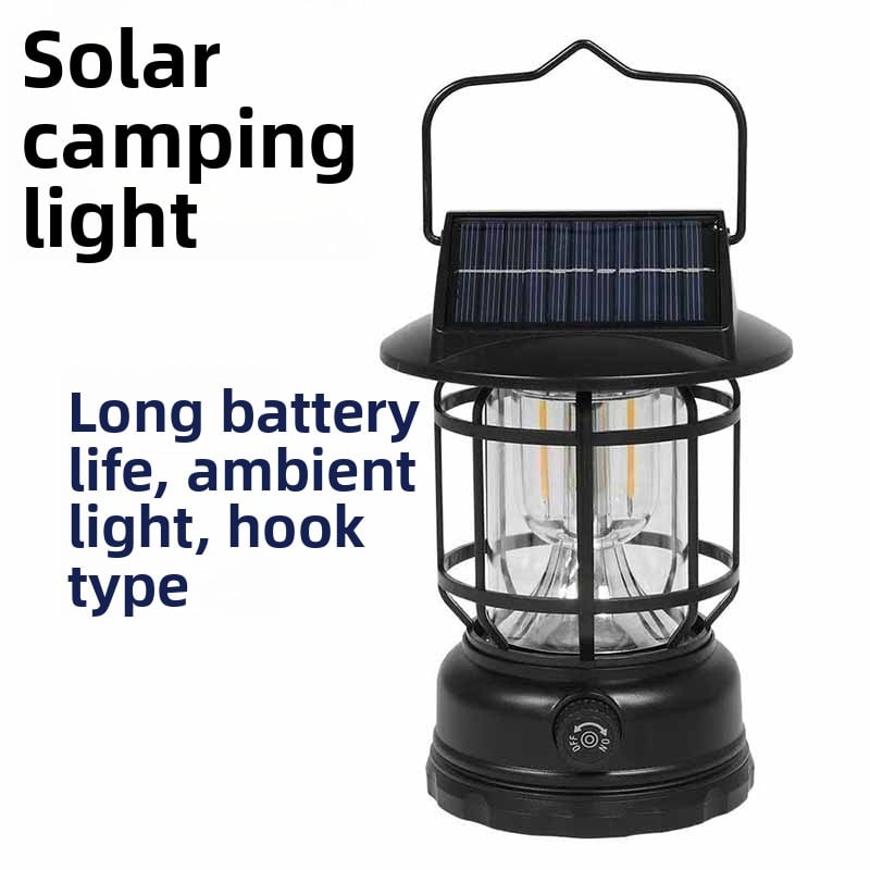 Solar Retro Camping Lamp Outdoor Lighting Horse Lamp Long Life Charging Tent Portable Lamp Warm Light Atmosphere Lamp