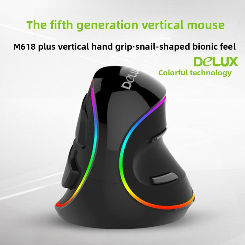 Delux Ergonomic Vertical Mouse with RGB Lighting