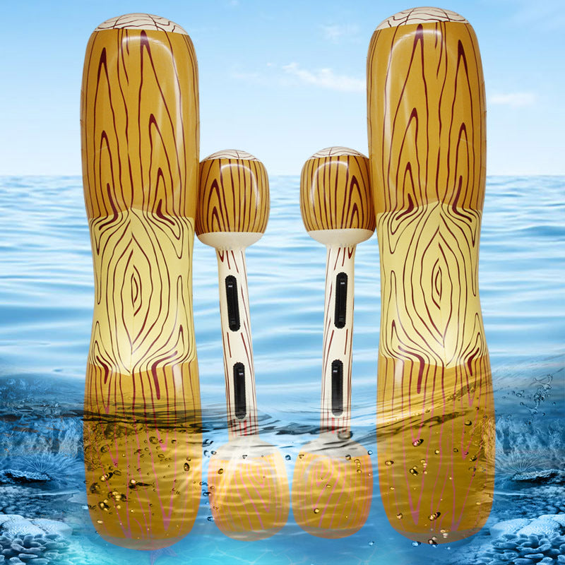 Inflatable Double Water Strike Game Set with Swimming Ring and Sticks