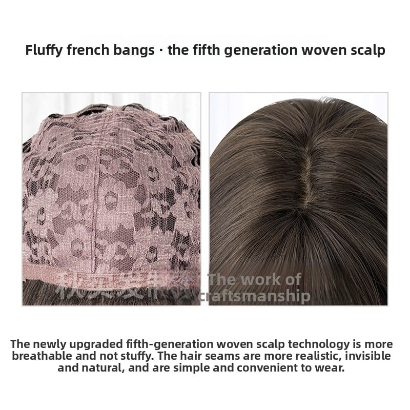 Long curly hair with bangs and a full wig