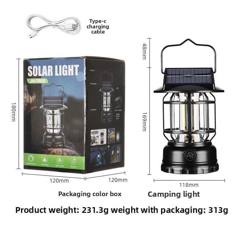 Solar Retro Camping Lamp Outdoor Lighting Horse Lamp Long Life Charging Tent Portable Lamp Warm Light Atmosphere Lamp