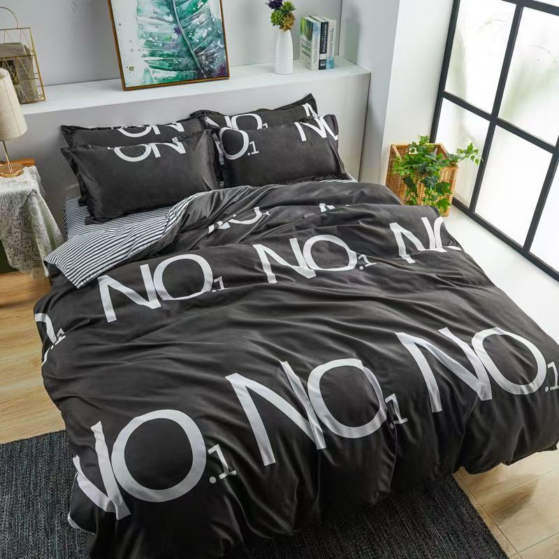 Four-piece Set Nordic Style Wash Cotton Quilt Cover Net-red Bed Sheet Student Dormitory Bedding