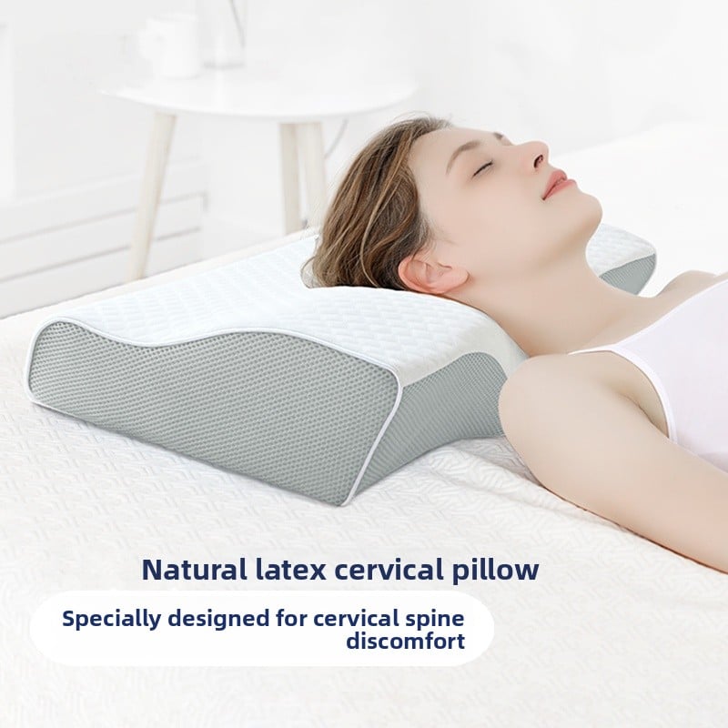 Neck protection and sleep aid latex pillow