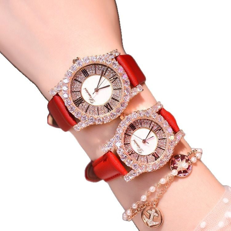 Diamond Starry Sky Women's Leather Strap Watch