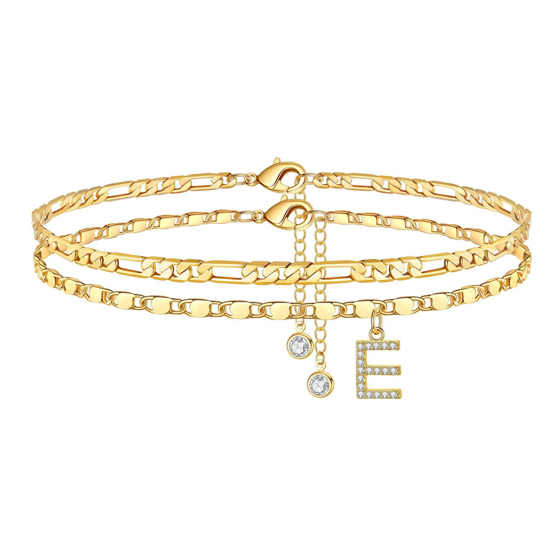 Bohemian Zircon Plated Alphabet Anklet