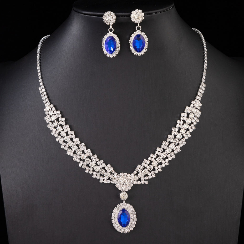 Luxurious Sapphire Necklace Earrings