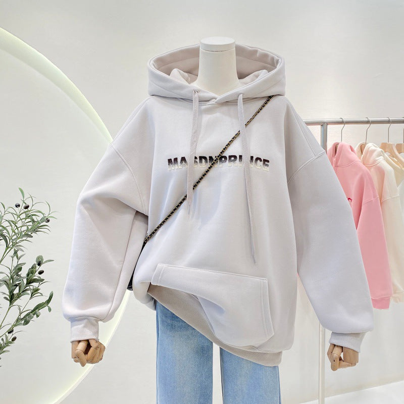 A Korean version of a niche casual hoodie with a letter hood
