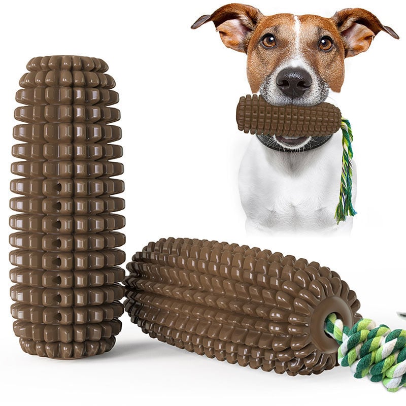 Dog Chew Toy ? Corn-Shaped Squeaky Molar Toothbrush Stick