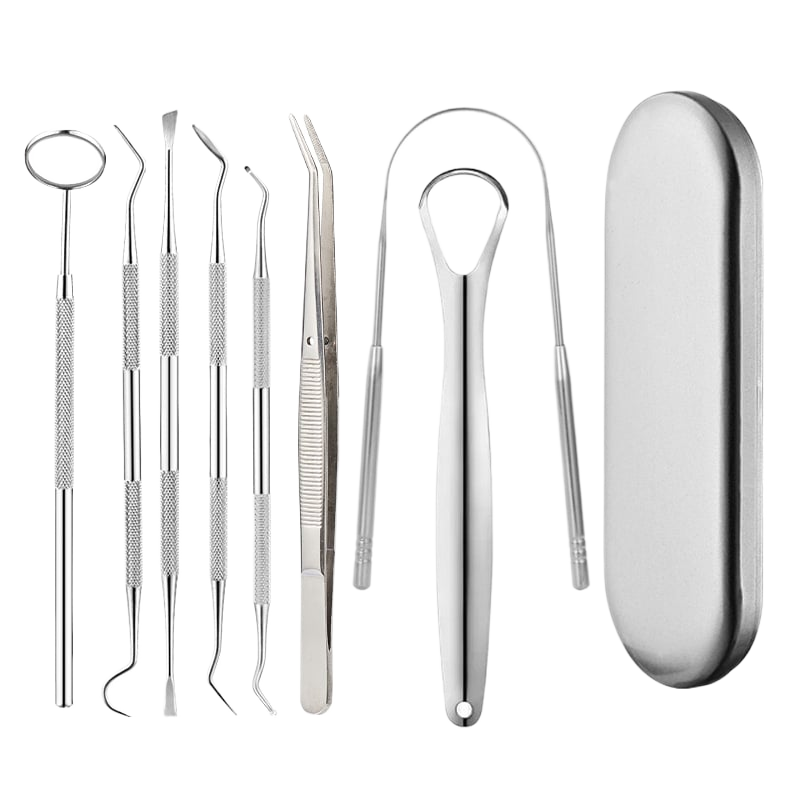 Stainless Steel Dental Tool Set with Tongue Scraper