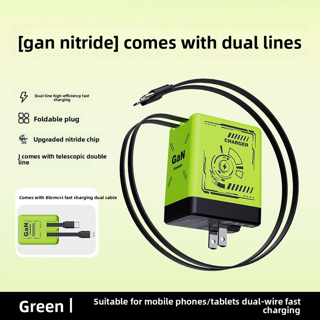 120W GaN Fast Charger with Retractable Cable