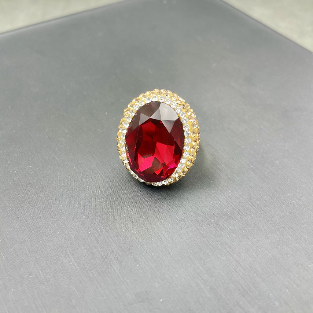 The crystal ring is emerald green