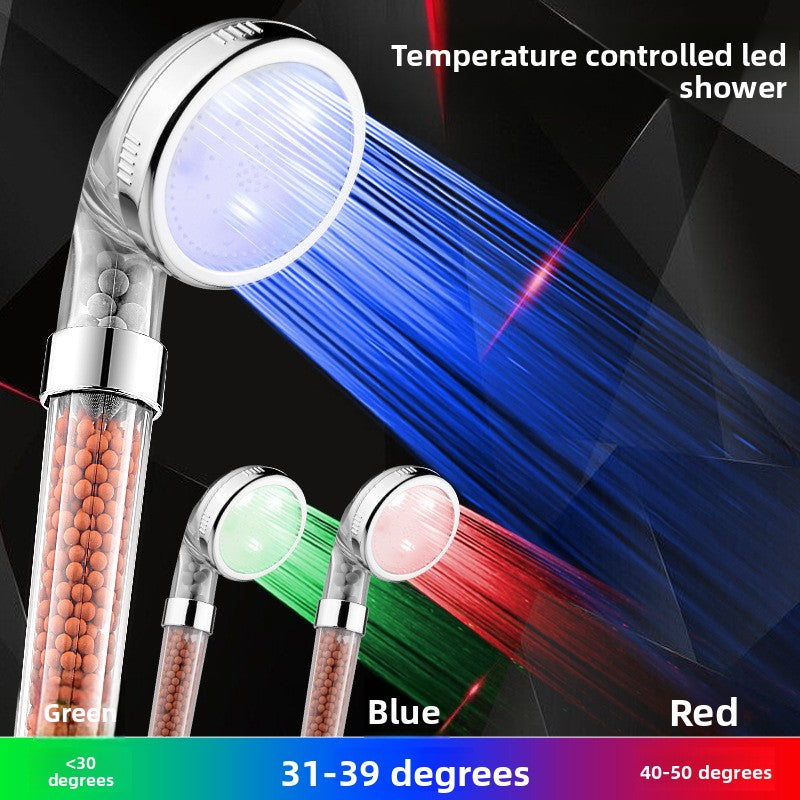 LED Temperature Control Color Changing Water Saving Shower Head