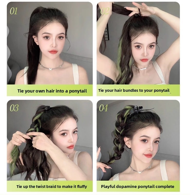 Colorful Hand-Woven Synthetic Hair Ponytail Bundles for Volume & Styling