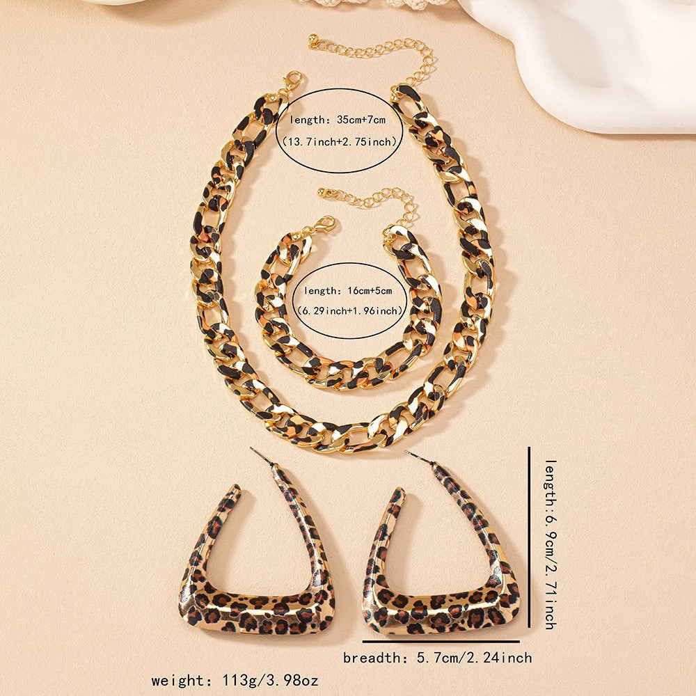 Geometric Triangle Earrings Necklace Bracelet Set
