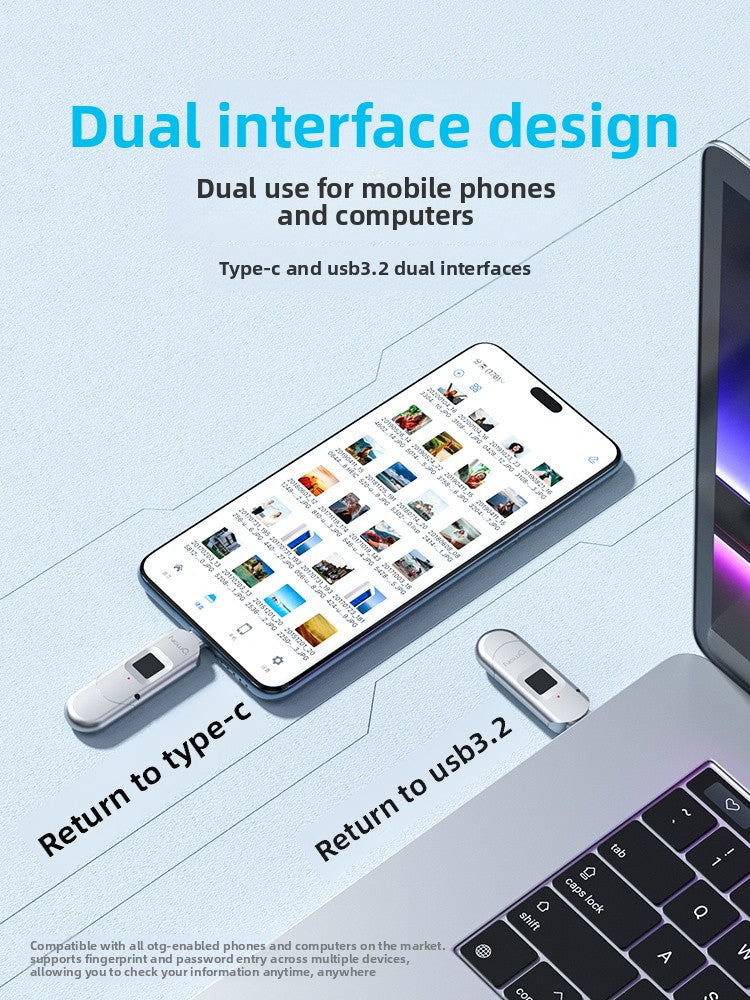 Dual Interface Fingerprint Encryption USB Drive
